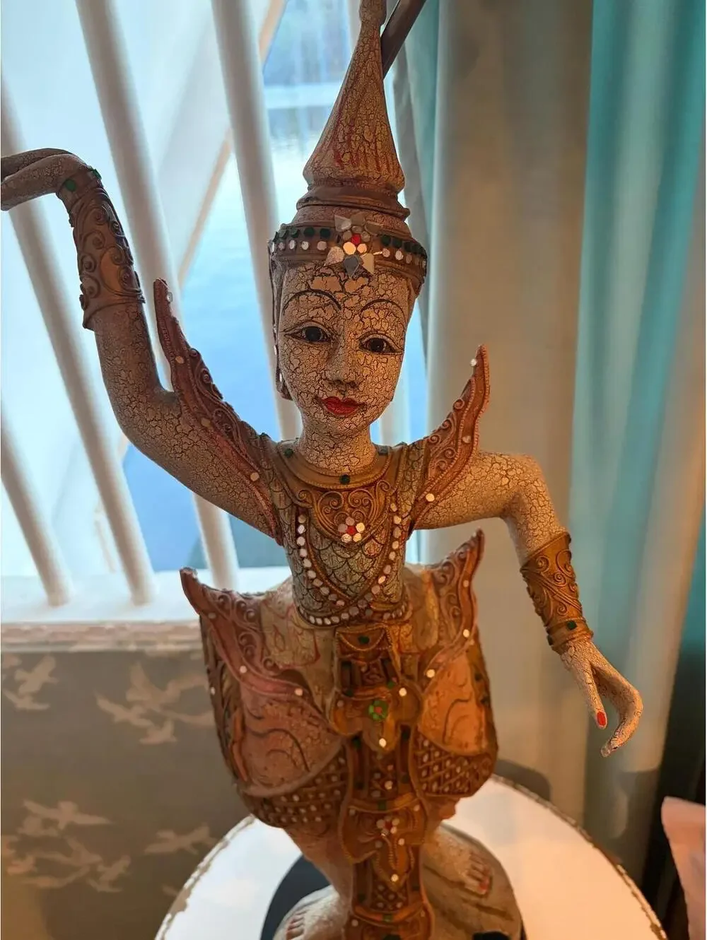 Vintage Thai Dancer Lamp, Rattan Shade, Mid-Century Decor [COPY]